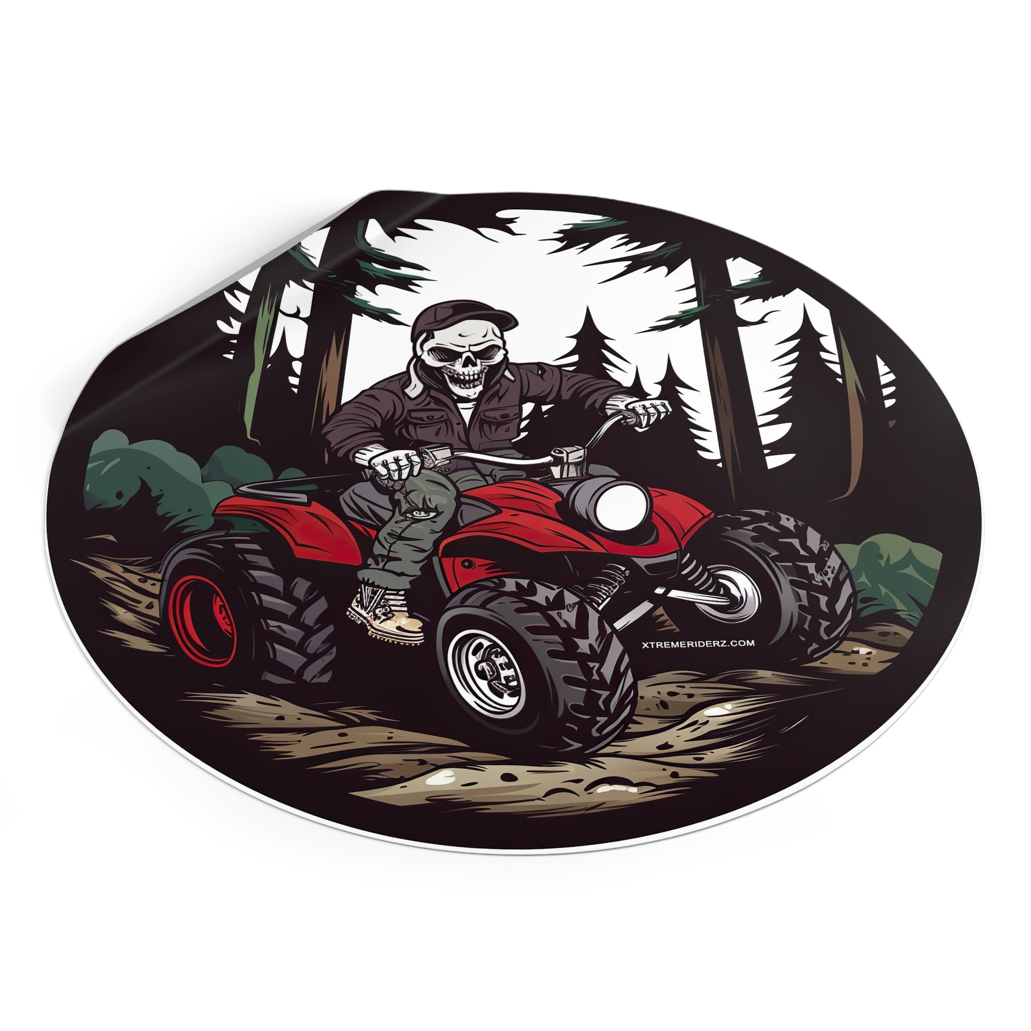 Skeleton on ATV- Xtreme Riderz- Round Vinyl Stickers